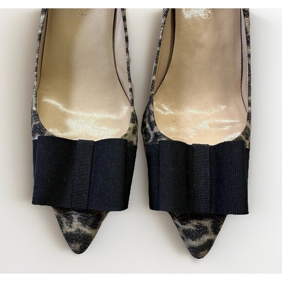 Vintage Talbots Leopard Print Bow Heels Women’s 6.5 AA Leather Sole Kitten Pumps - Picture 6 of 7